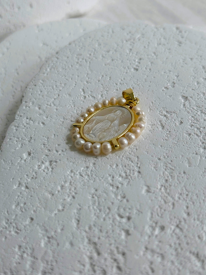 Pearl-Bordered Miraculous Medal Necklace